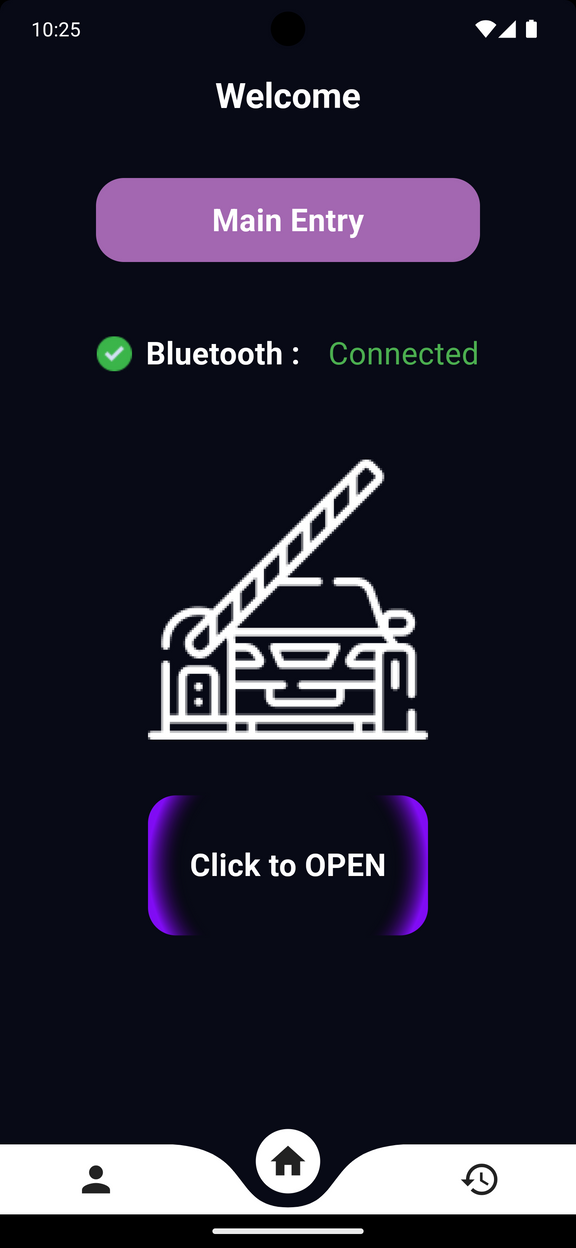 MacroPark Flutter barrier-access screen with Bluetooth connected