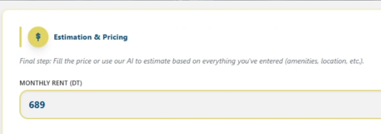 SmartProperty predictive rent estimation result