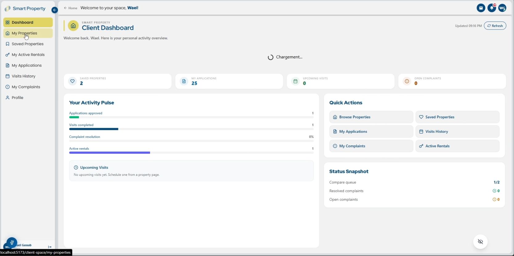 SmartProperty client dashboard