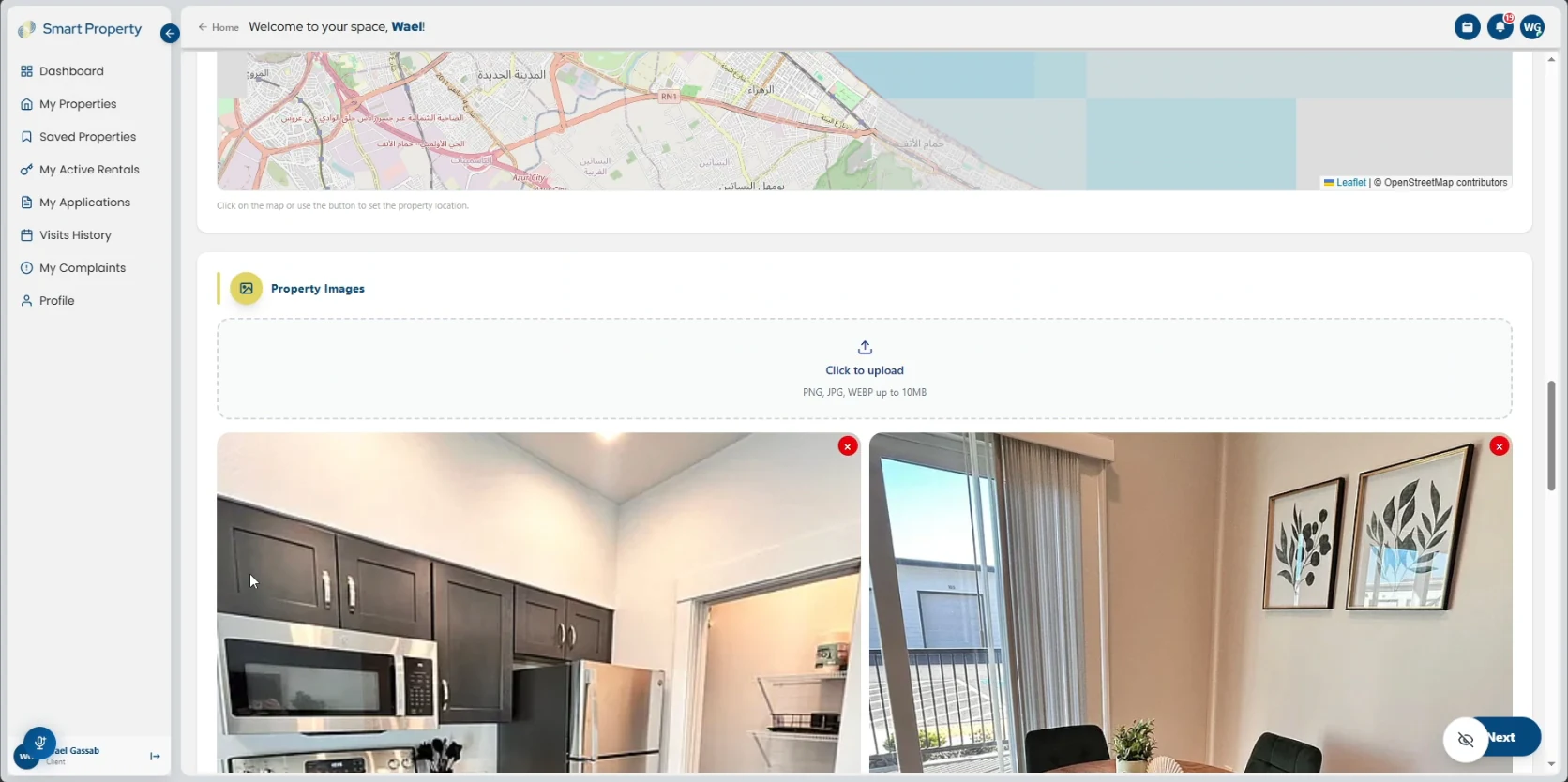 SmartProperty listing creation flow with uploaded property information and media