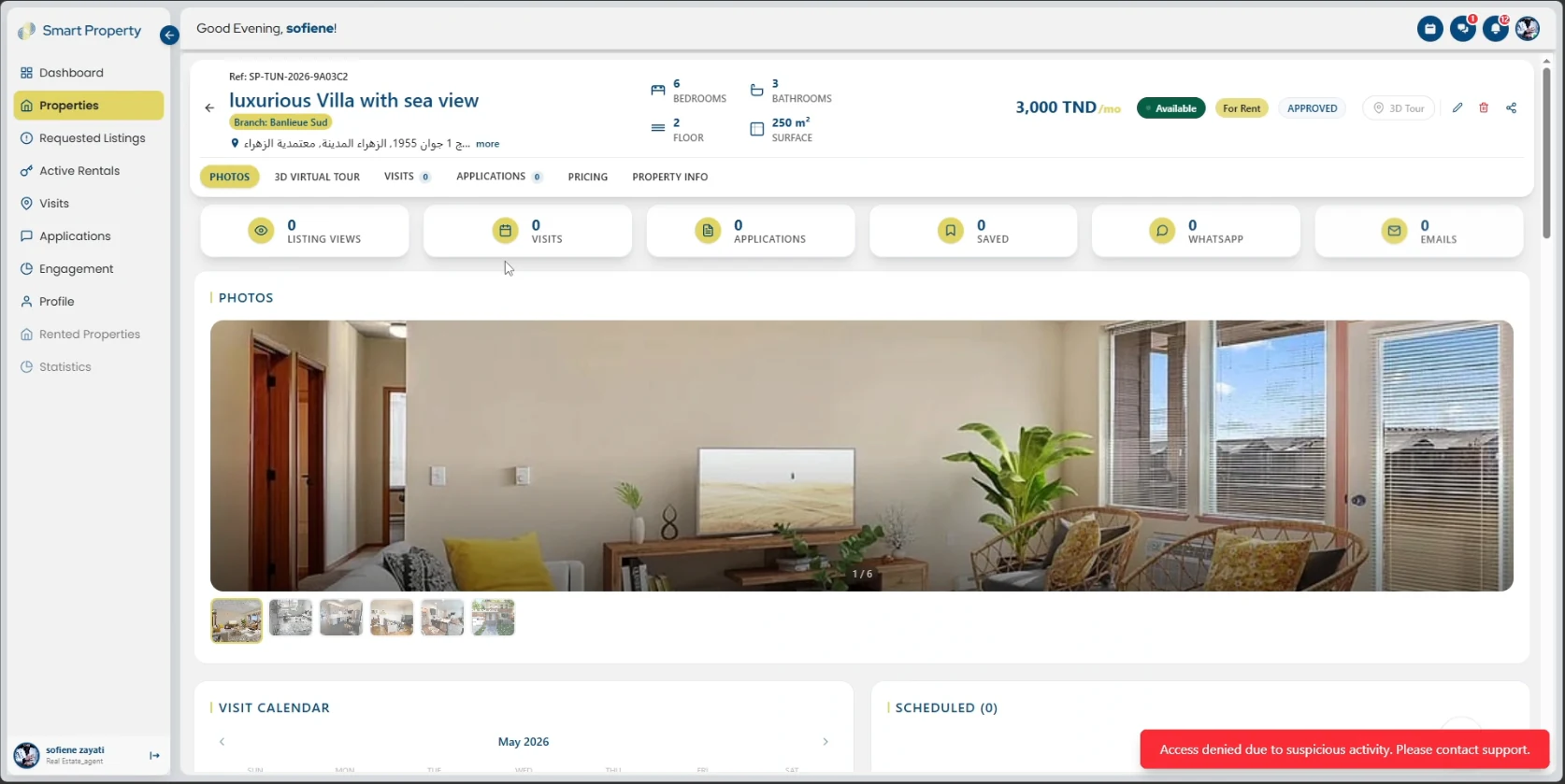 SmartProperty listing details with property attributes and media